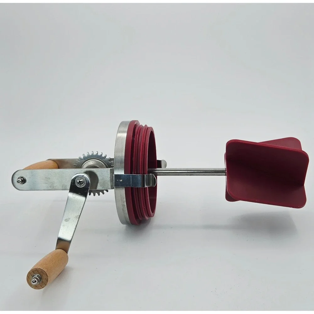 Kilner Hand Crank Butter Churner Attachment Stainless Steel Wooden Handle Red